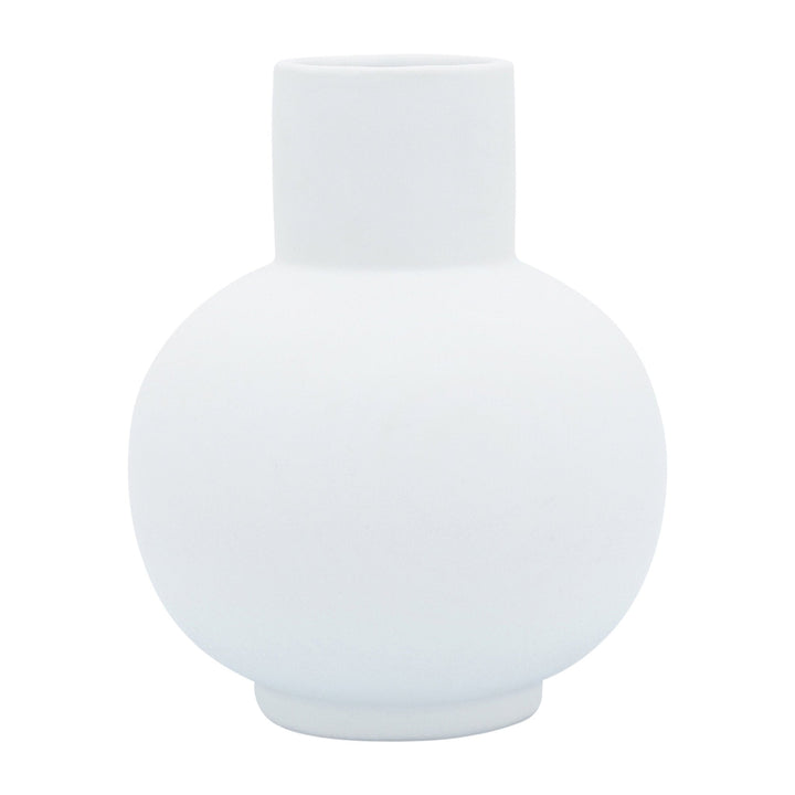 Cer, 8"H Bulbous Vase, White