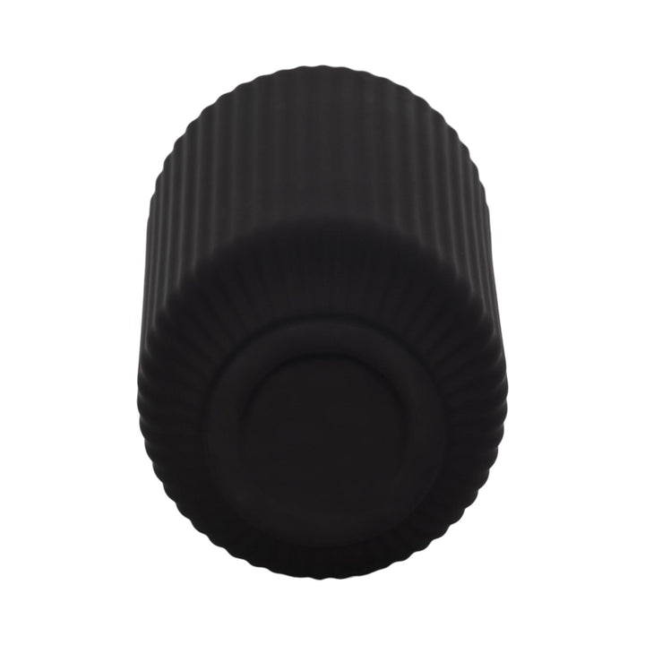 CER, 9"H RIDGED VASE, BLACK
