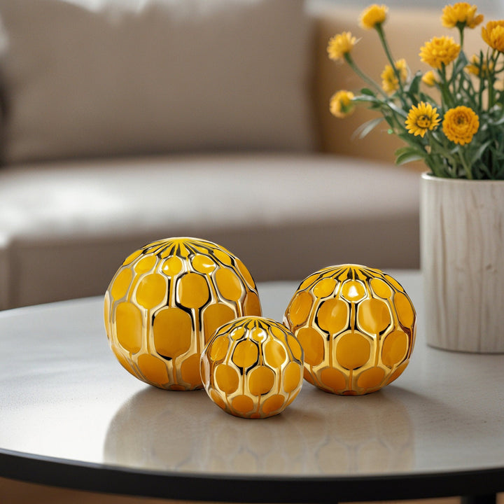 CER S/3 4/5/6" ORBS, HONEY/GOLD