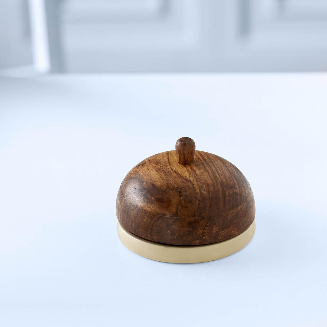 Ceramic Butter Dish Stripes W/Wdn Lid Lemon