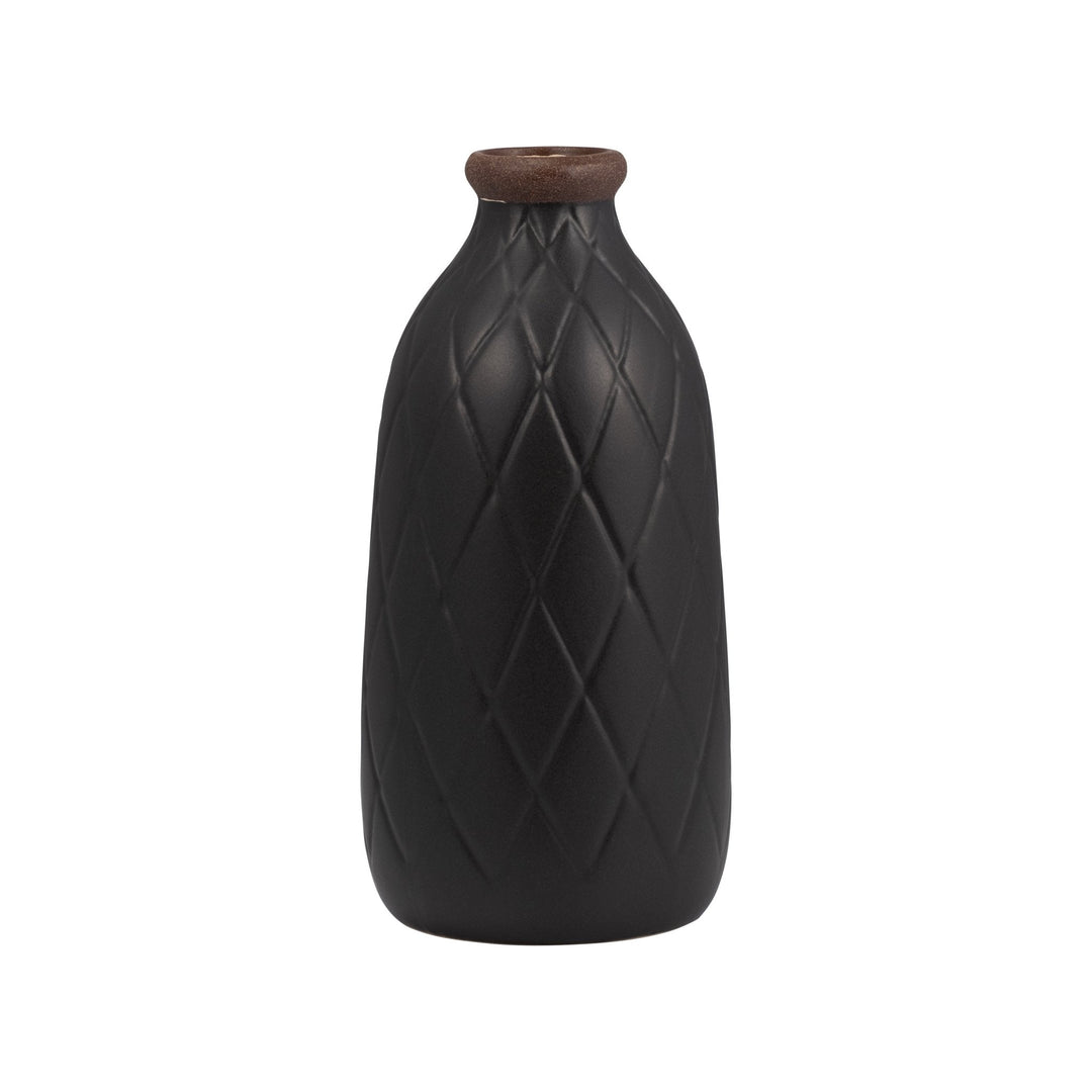 CER, 16" PLAID TEXTURED VASE, BEIGE