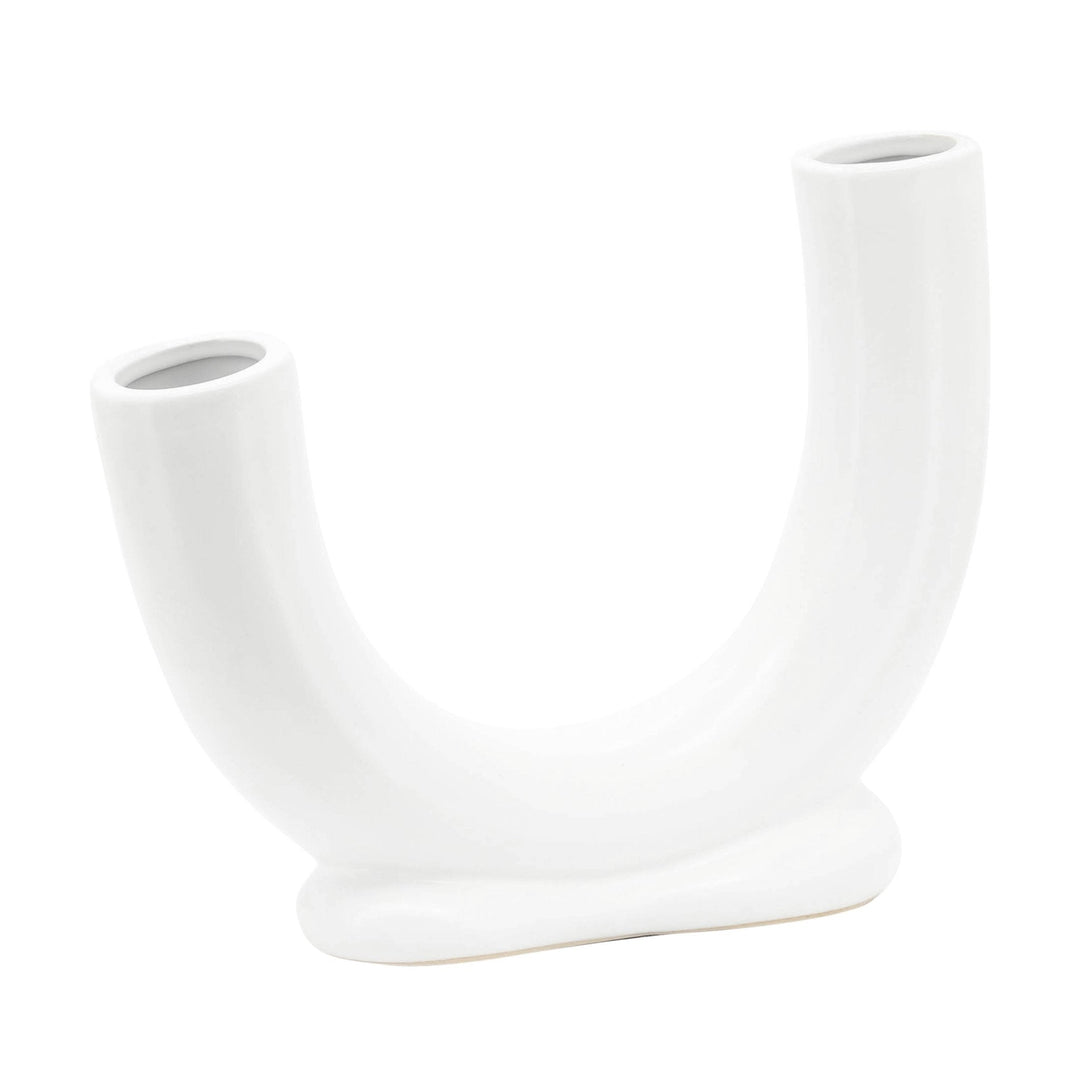 CERAMIC, U-SHAPED VASE W/ BASE
