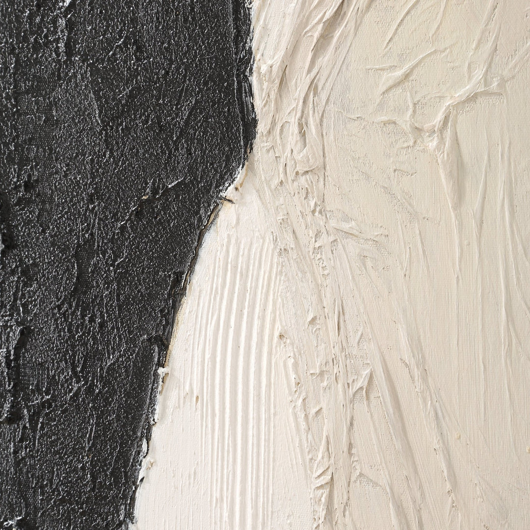 CONTEMPORARY B&W Hand Painted Canvas S/2