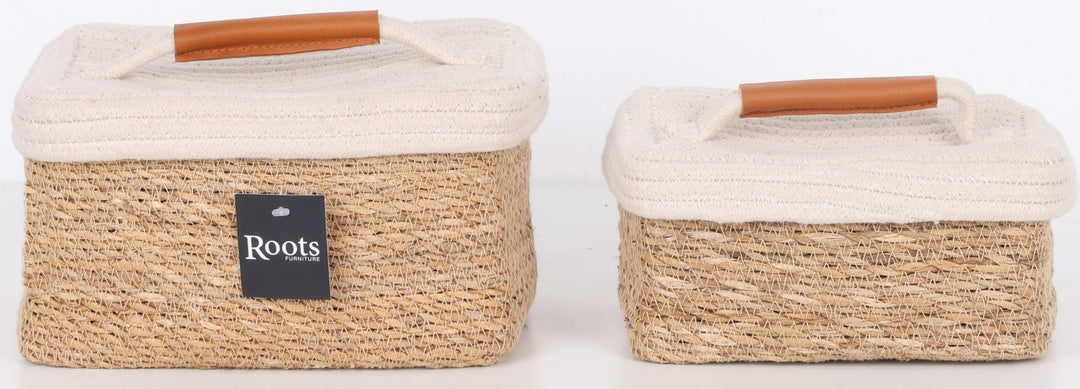 COTTON/S.G RECTANGLE ORGANIZER W/LID|NTRL + OFF- WHITE