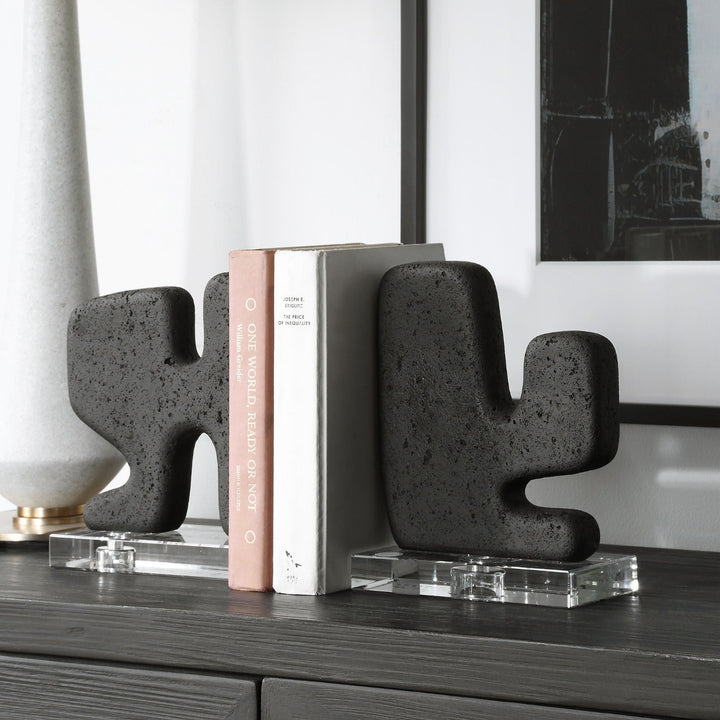 Crystal &Black Rice Stone SCULPTURE SET/2