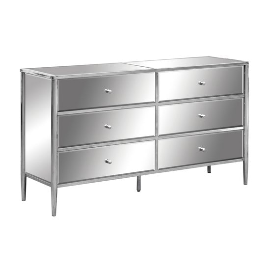 Hollywood Nickel and Mirror 6 Drawer Chest