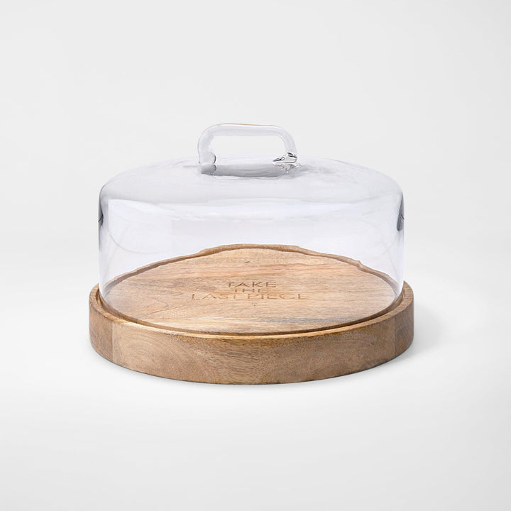 Cylindrical Glass Cloche With Wooden Base