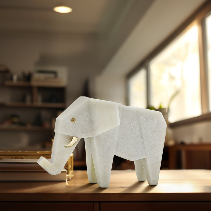 11" ANDORA ELEPHANT STATUARY, WHITE