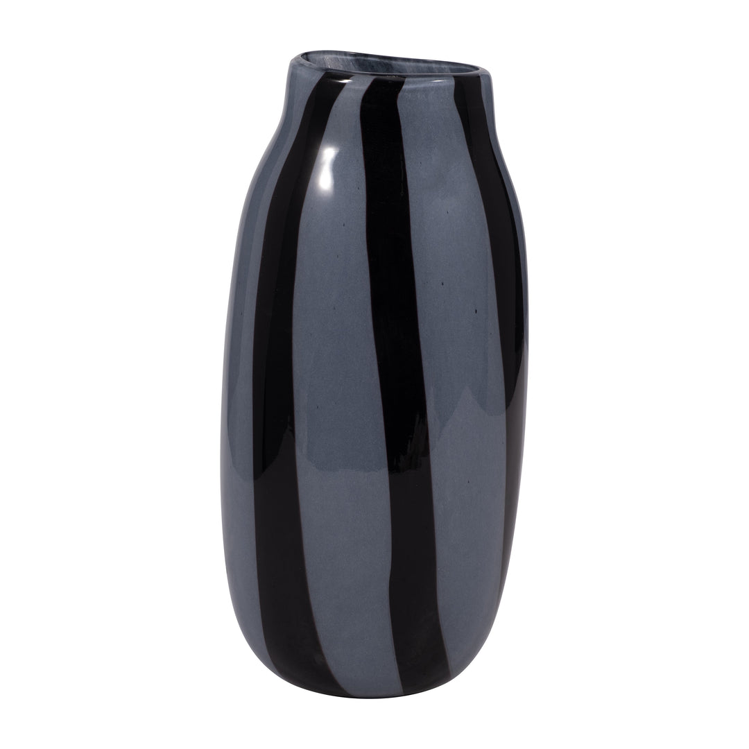 12" CAHAN MEDIUM BLACK STRIPED VASE