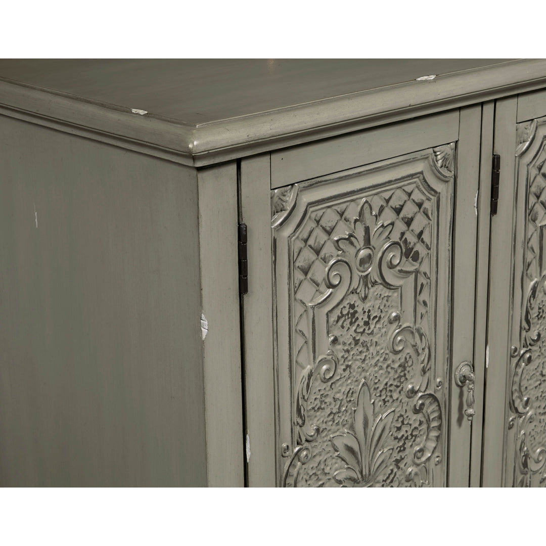 Gray Tin Front Four Door Credenza