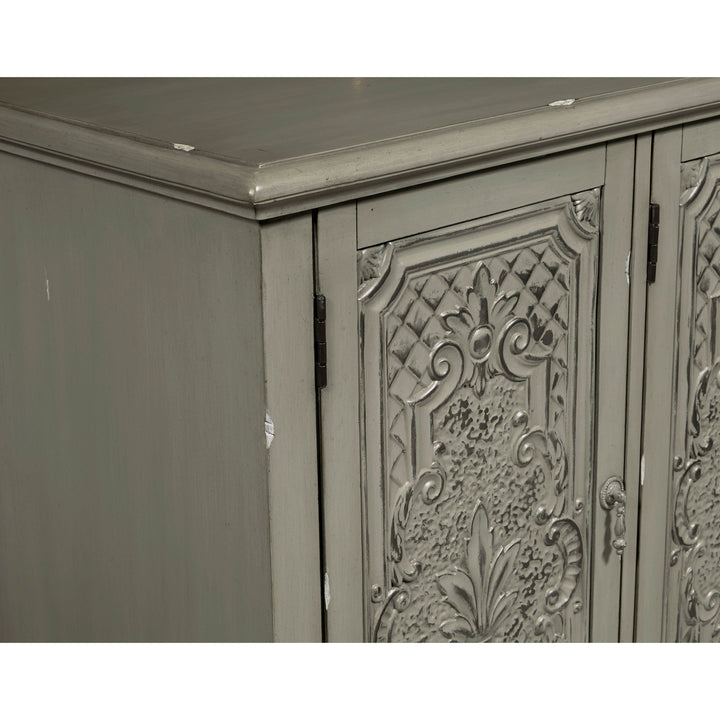 Gray Tin Front Four Door Credenza