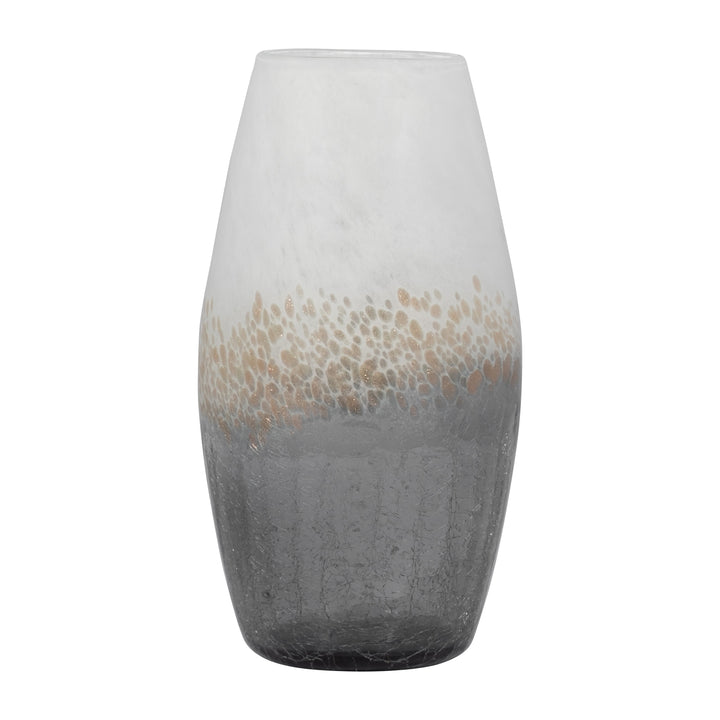 GLASS, 11" CRACKLE VASE, MULTI