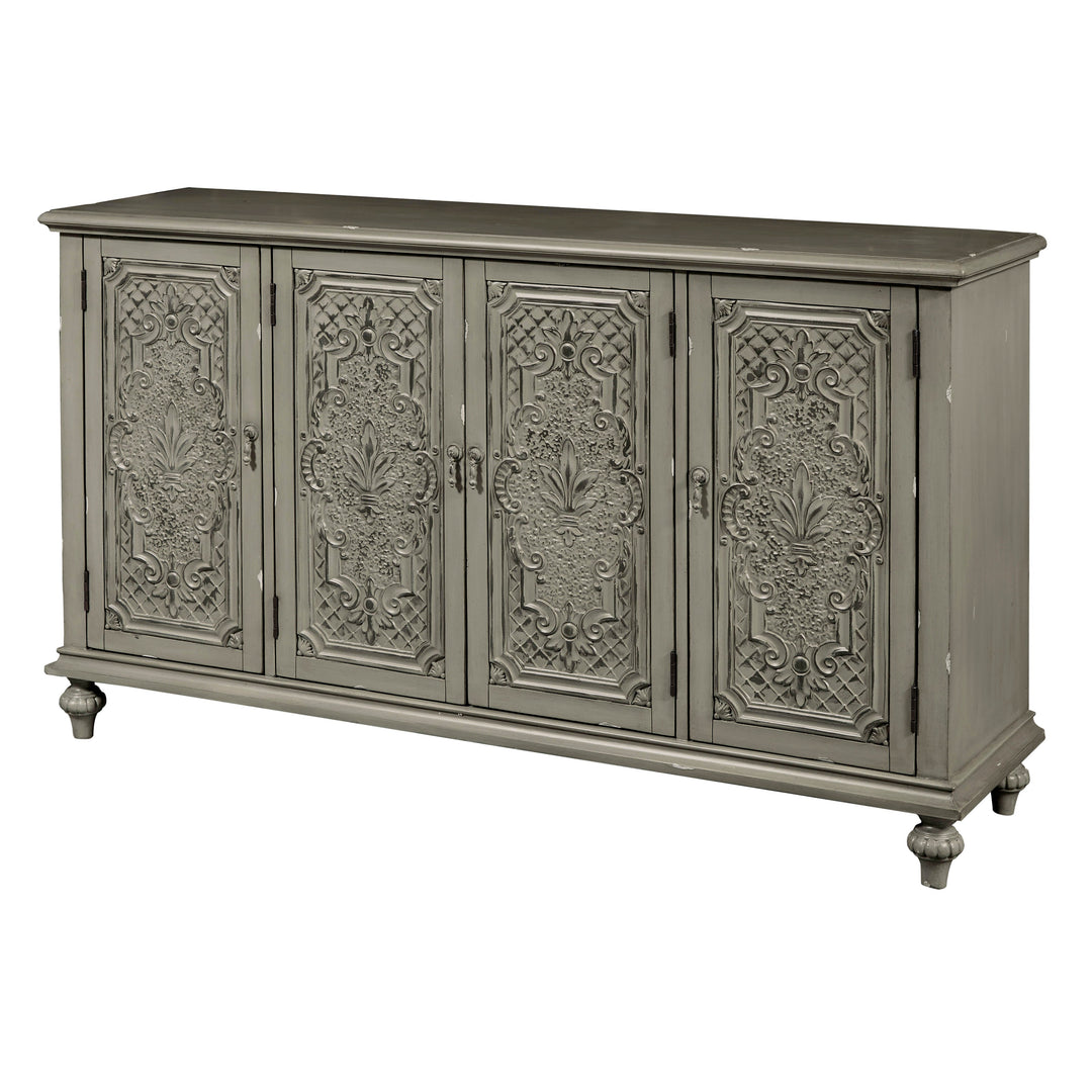 Gray Tin Front Four Door Credenza