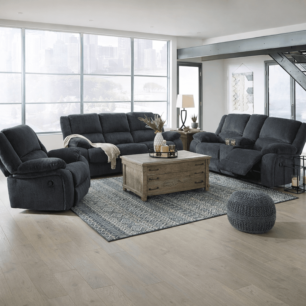 Draycoll Reclining Sofa & Loveseat with Free Recliner