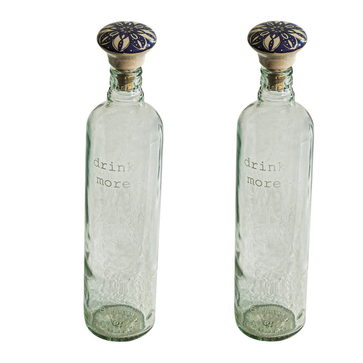 Drink More Glass Water Bottle Set of Two