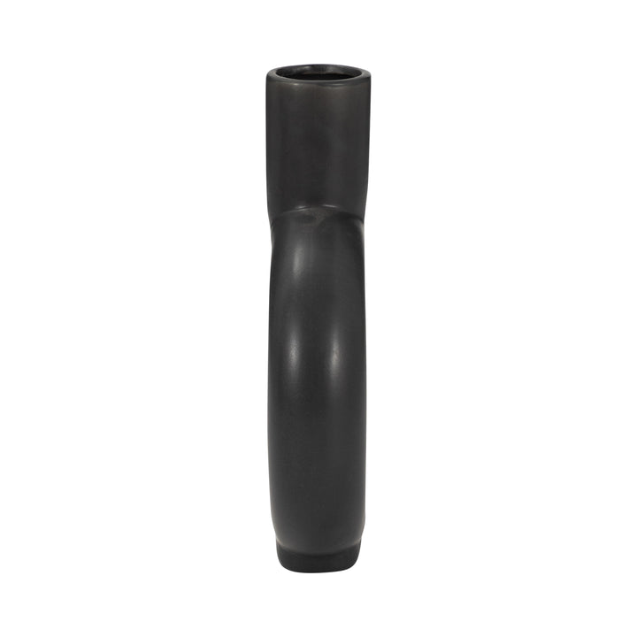 Cer, 9" Round Cut-Out Vase, Black