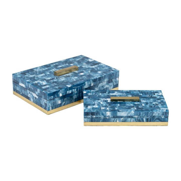 Resin, S/2 10/12"  Boxes, Blue