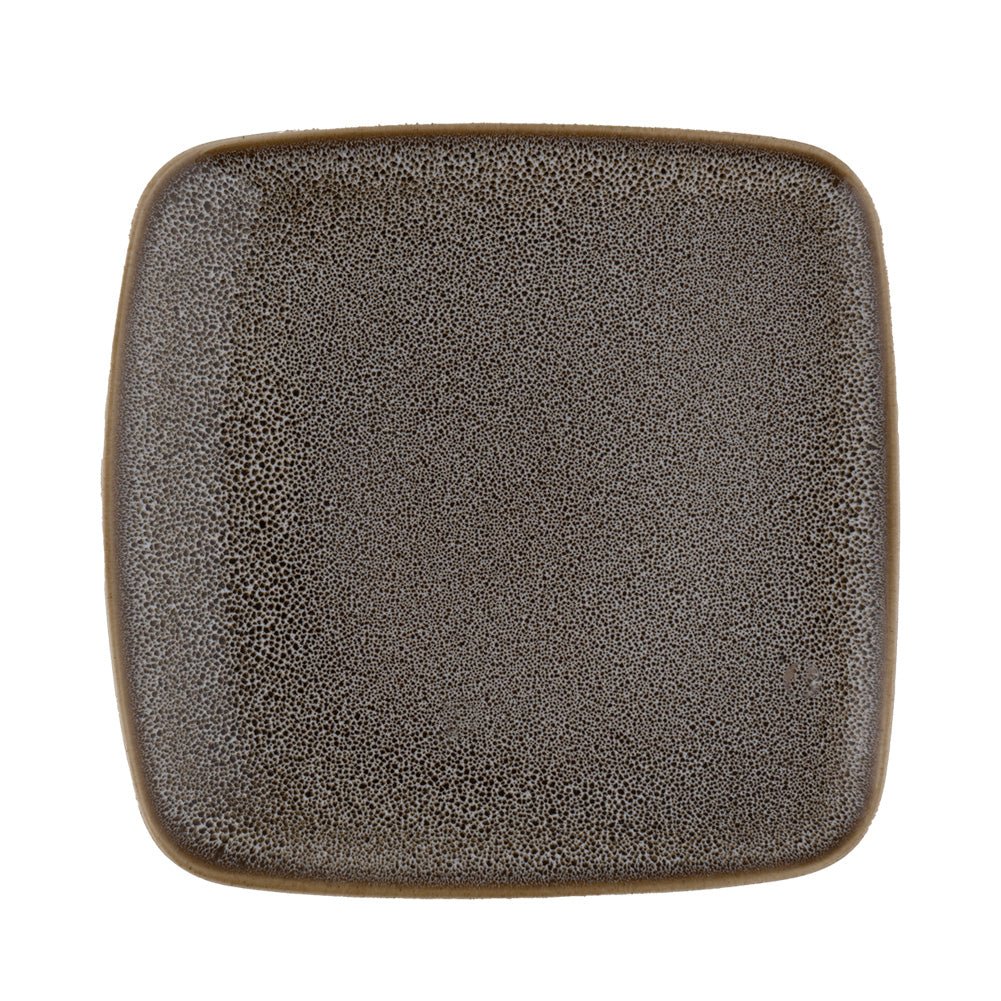 ELEVATED SQUARE PLATE-VS-20 CM-I/S REACTIVE FRECKLES O/S LIGHT BROWN-AHC-A