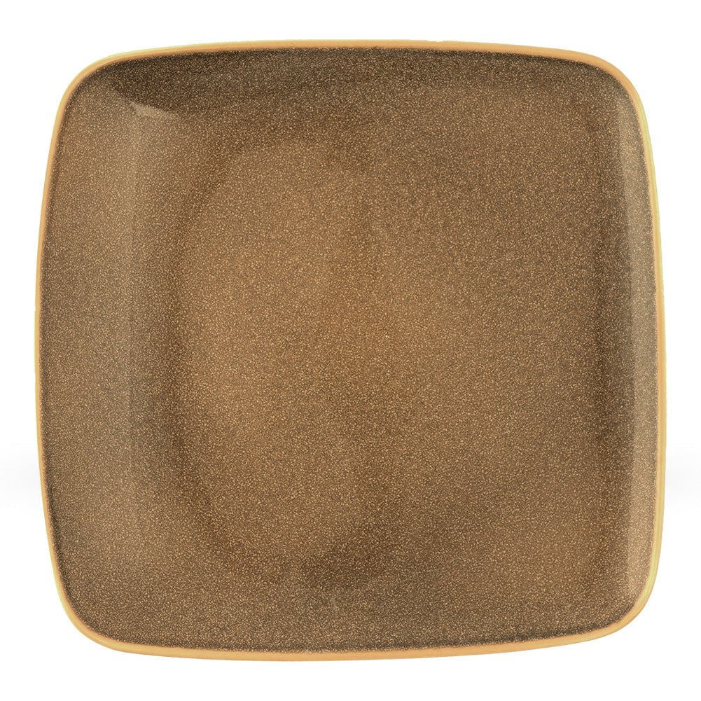 ELEVATED SQUARE PLATE-VS-20 CM-REACTIVE BURNT SIENNA-AHC-A