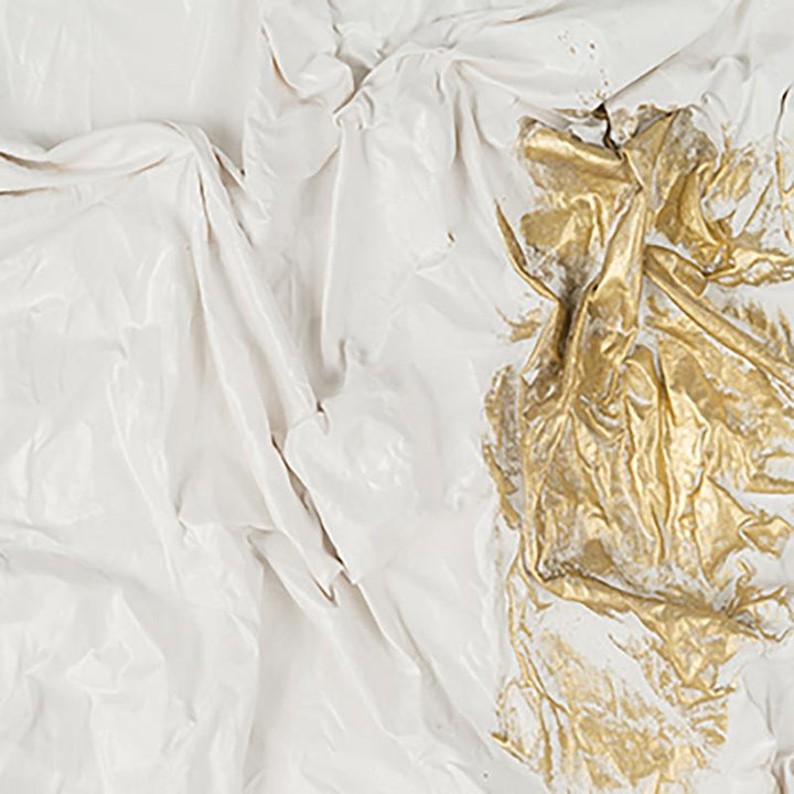 35X59, HAND PAINTED TEXTURED ACRYLIC, WHT/GOLD