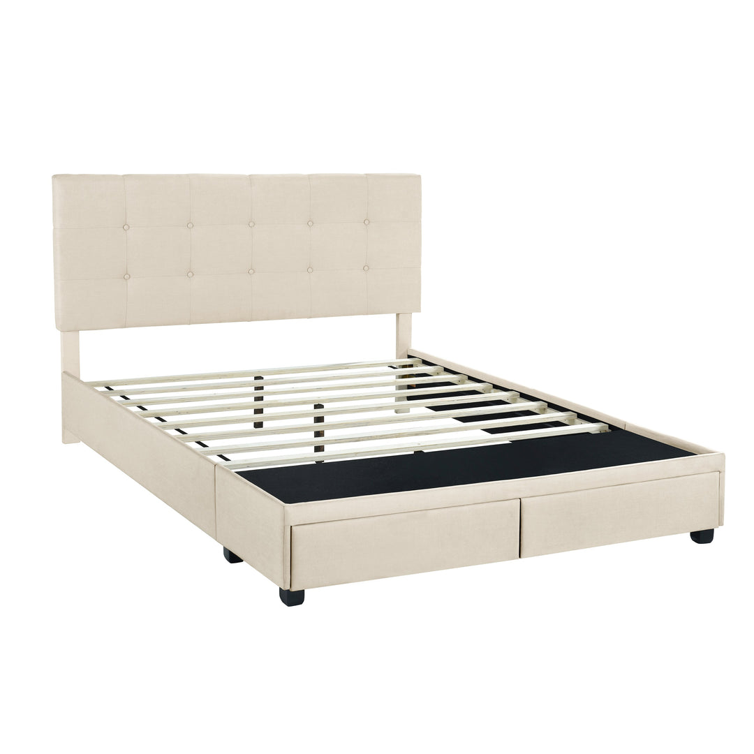 King Storage Bed - Linen