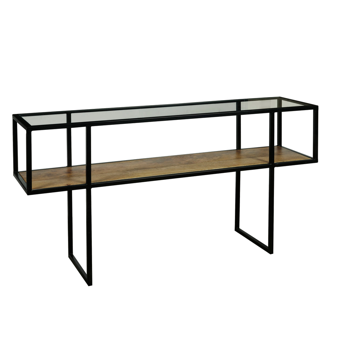 Iron Console Table with Glass Top