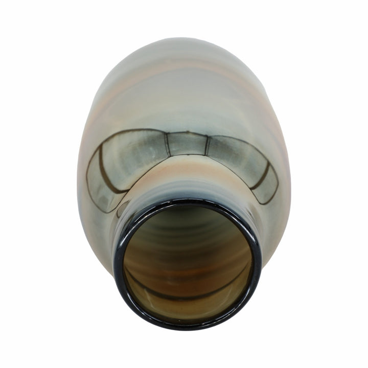 Glass 13"H Metallic Vase, Gray/Gold