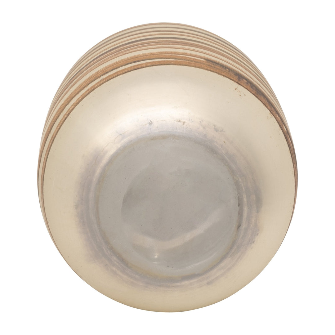 GLASS, 14" ANTIQUE RING VASE, GOLD