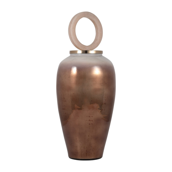 GLASS, 28" VASE ROUND RESIN TOPPER, COPPER