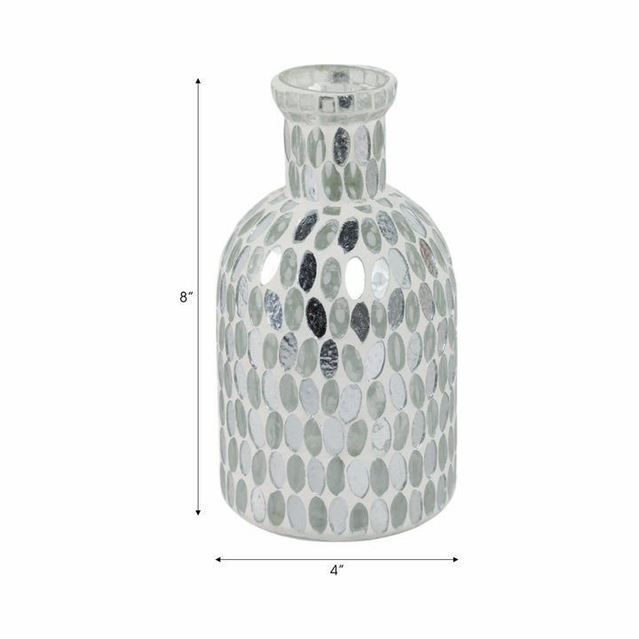 GLASS, 8"H MOSAIC VASE,