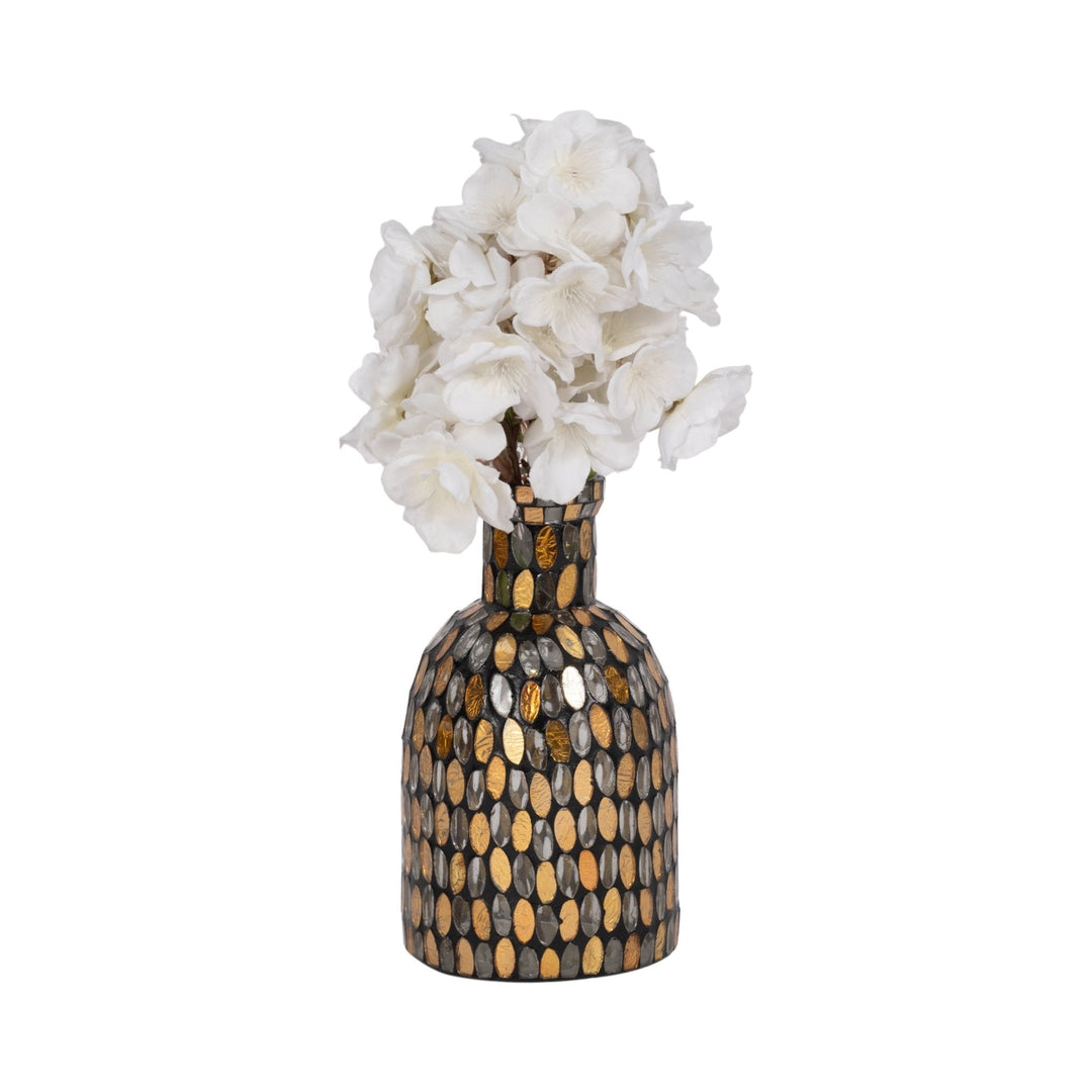 GLASS, 8"H MOSAIC VASE,