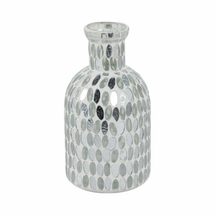 GLASS, 8"H MOSAIC VASE,