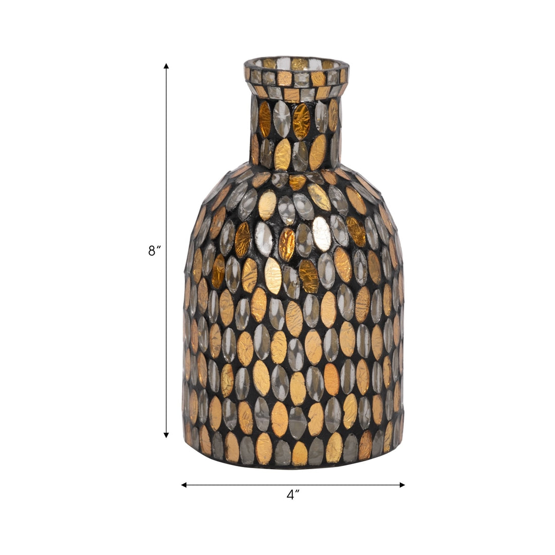 GLASS, 8"H MOSAIC VASE,