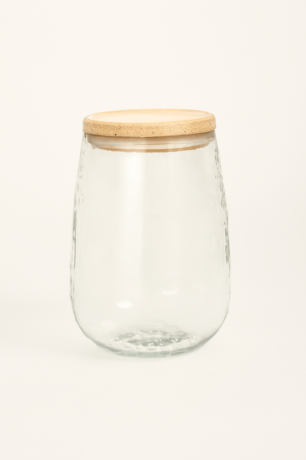 GLASS CANISTER W/WDN LID