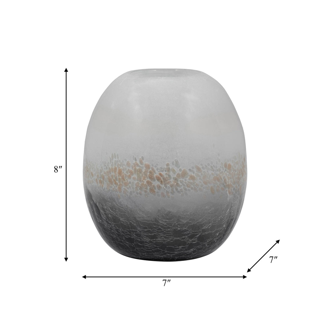 GLASS, 11" CRACKLE VASE, MULTI