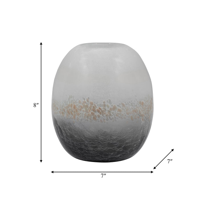 GLASS, 11" CRACKLE VASE, MULTI