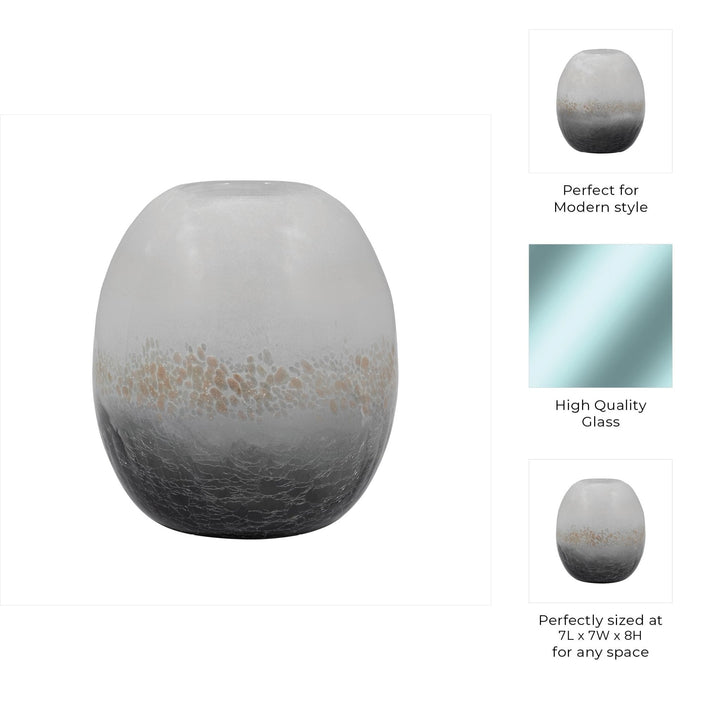 GLASS, 11" CRACKLE VASE, MULTI