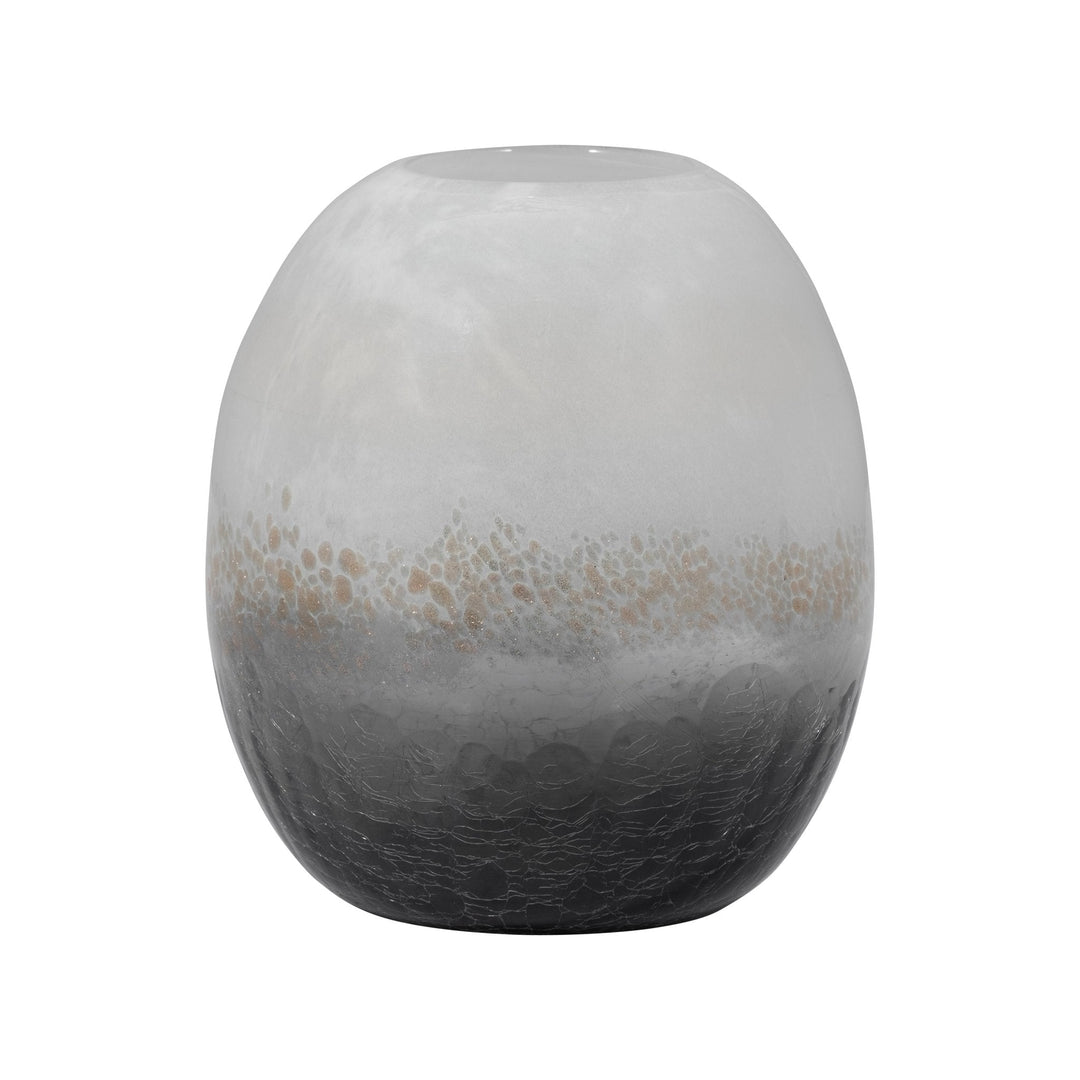 GLASS, 11" CRACKLE VASE, MULTI