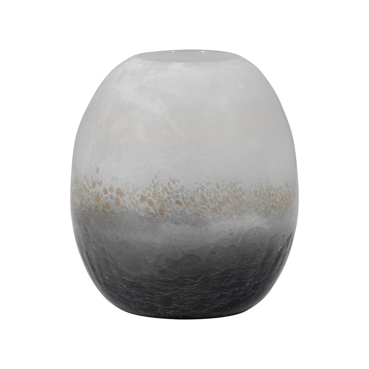 GLASS, 11" CRACKLE VASE, MULTI