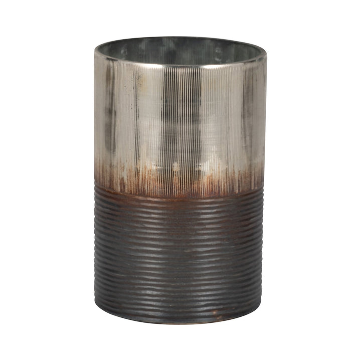 GLASS, 13" METALLIC 2-TONE VASE, SILVER