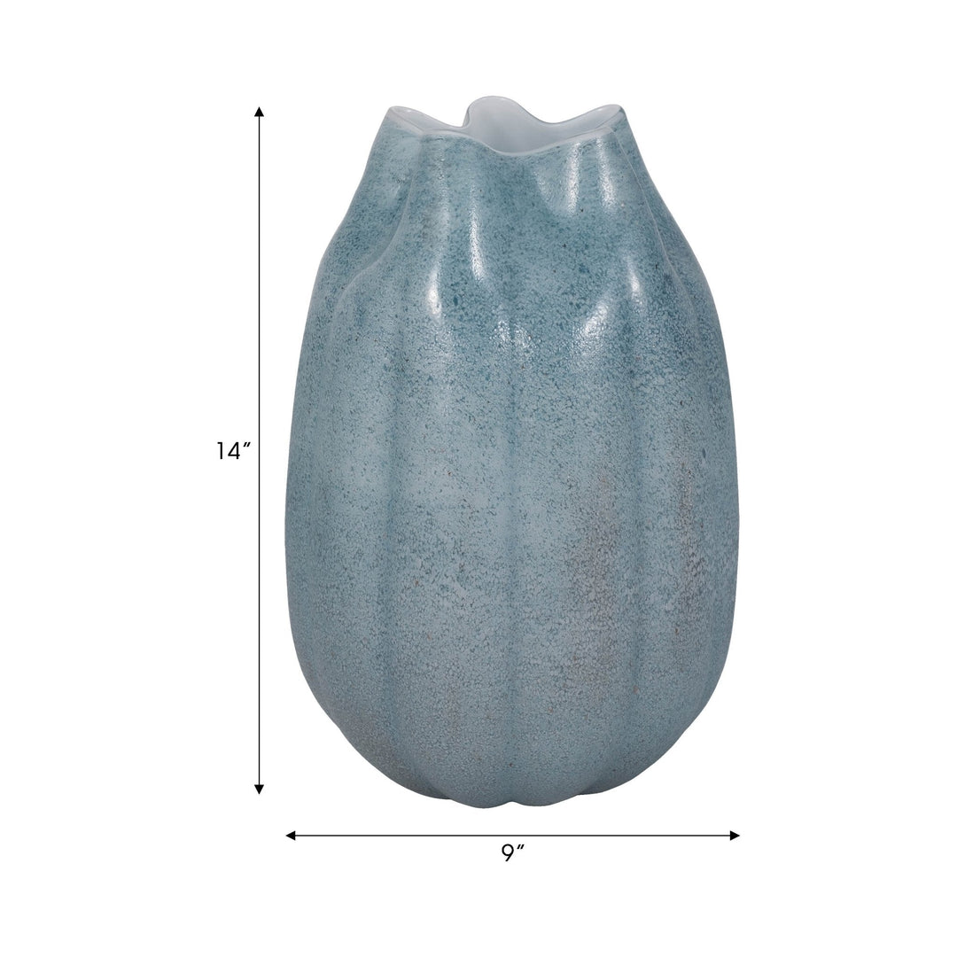 Glass Sea Urchin Vase, Blue