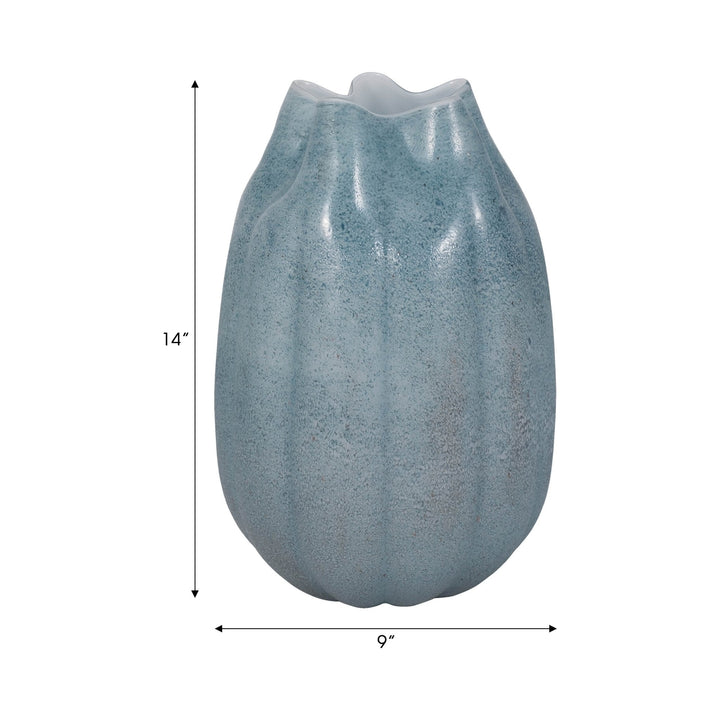 Glass Sea Urchin Vase, Blue