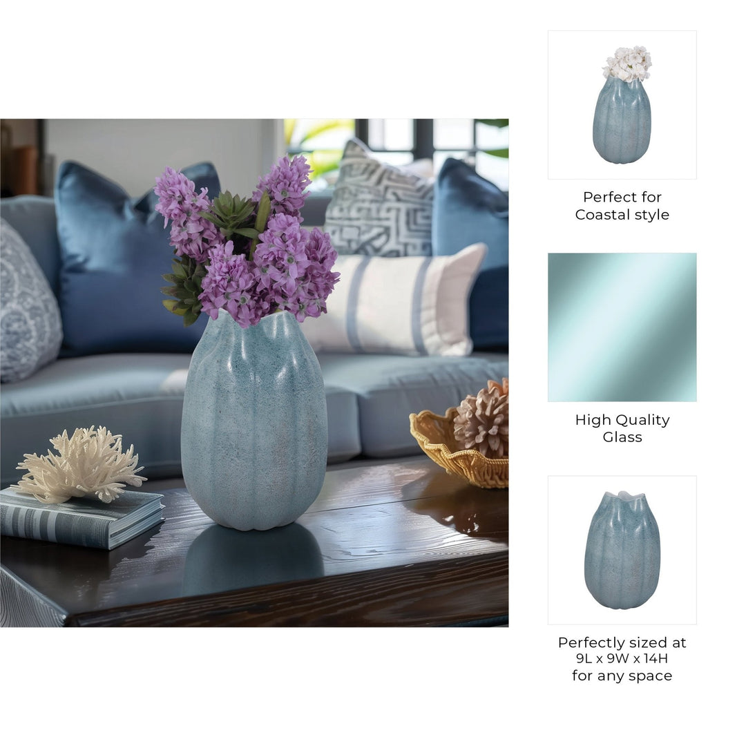 Glass Sea Urchin Vase, Blue