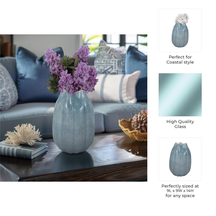Glass Sea Urchin Vase, Blue