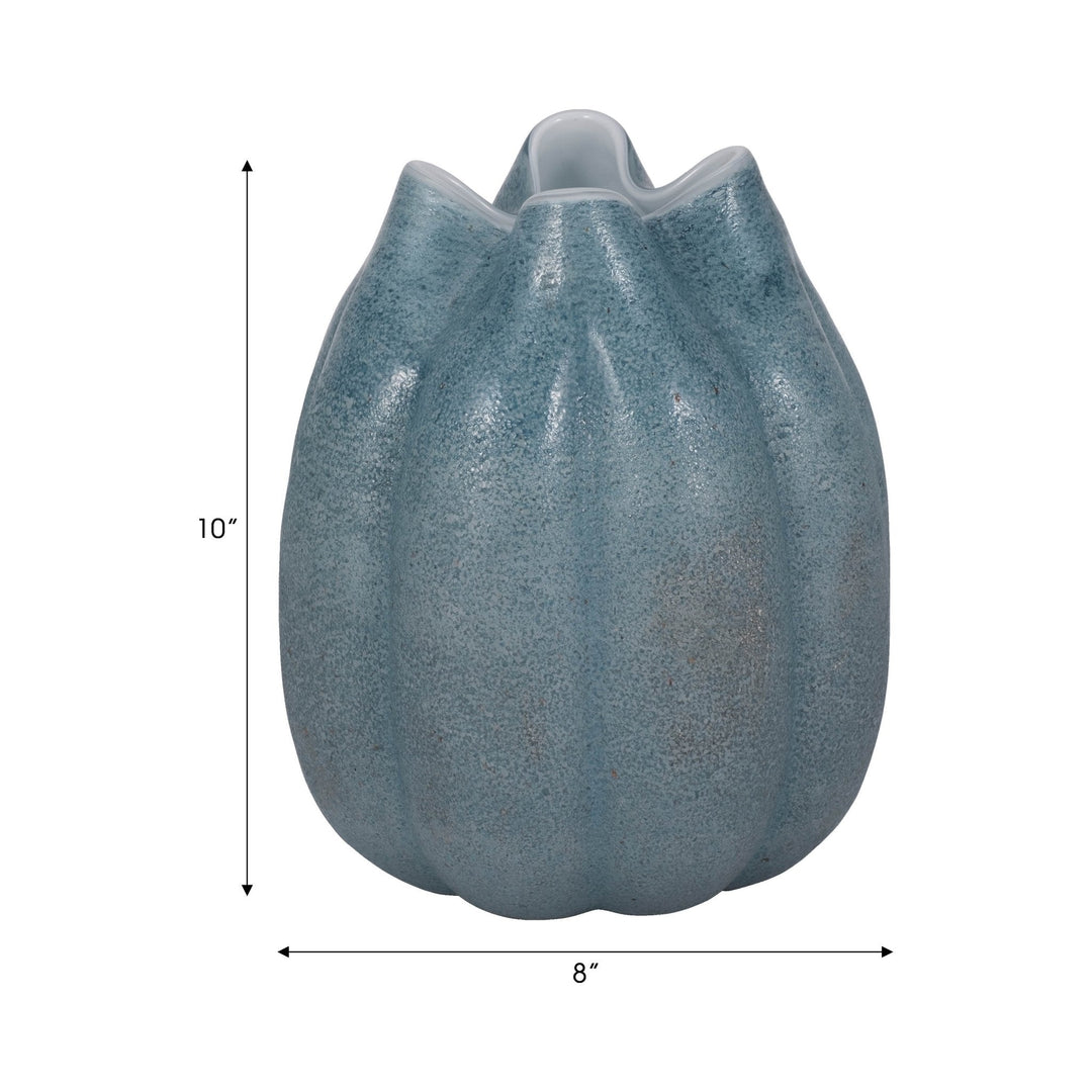 Glass Sea Urchin Vase, Blue
