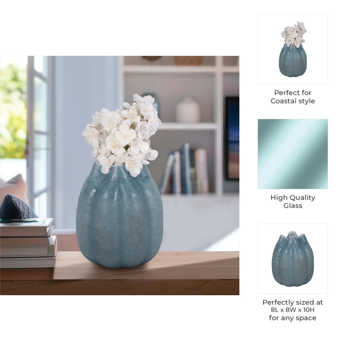 Glass Sea Urchin Vase, Blue