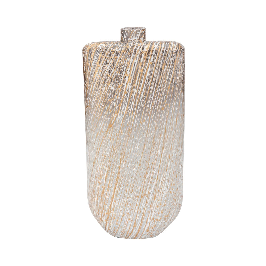 GLASS, STRIPED STAINED VASE,MULTI