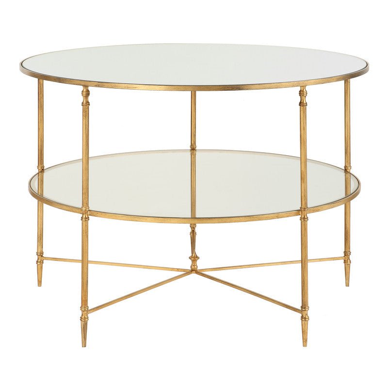 Henzler 106 W x 76 H x 106 D Gold Round Coffee Table with Mirror Top