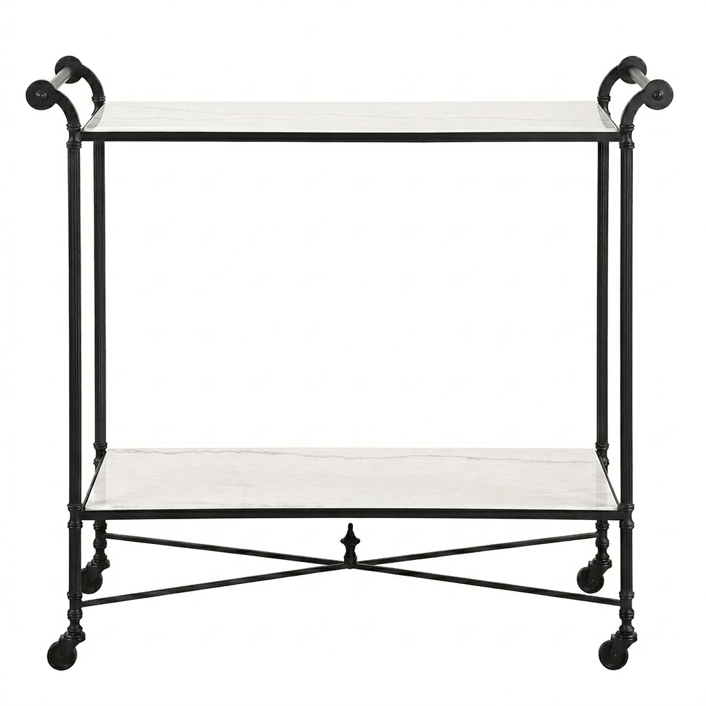 Henzler 106 W x 95 H x 45 D Black  Bar Cart Table with Marble Top