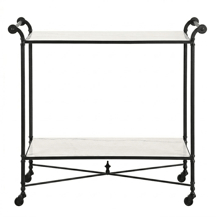 Henzler 106 W x 95 H x 45 D Black  Bar Cart Table with Marble Top